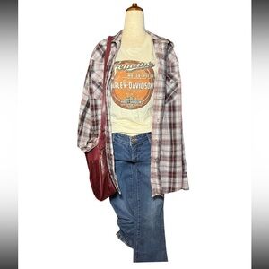 Harley-Davidson Biker Women's Cream Cotton Tee with Vintage Graphic Size‎ L